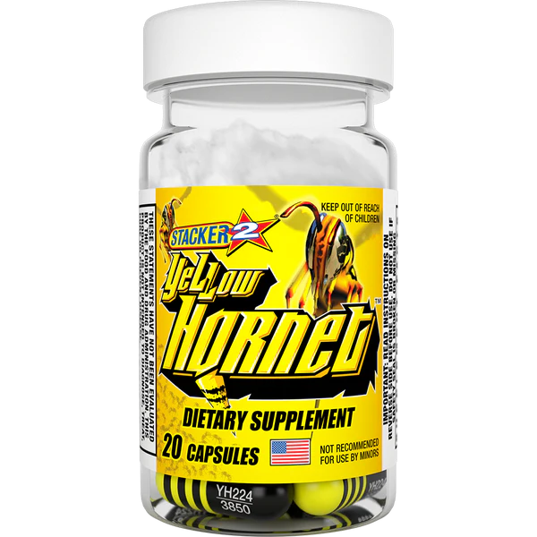 Stacker 2 Yellow Hornet Extreme Energizer Capsules, 20 Ct Bottle, Ephedra-Free High-Performance Energy & Metabolism Support, 300MG Caffeine per Capsule!