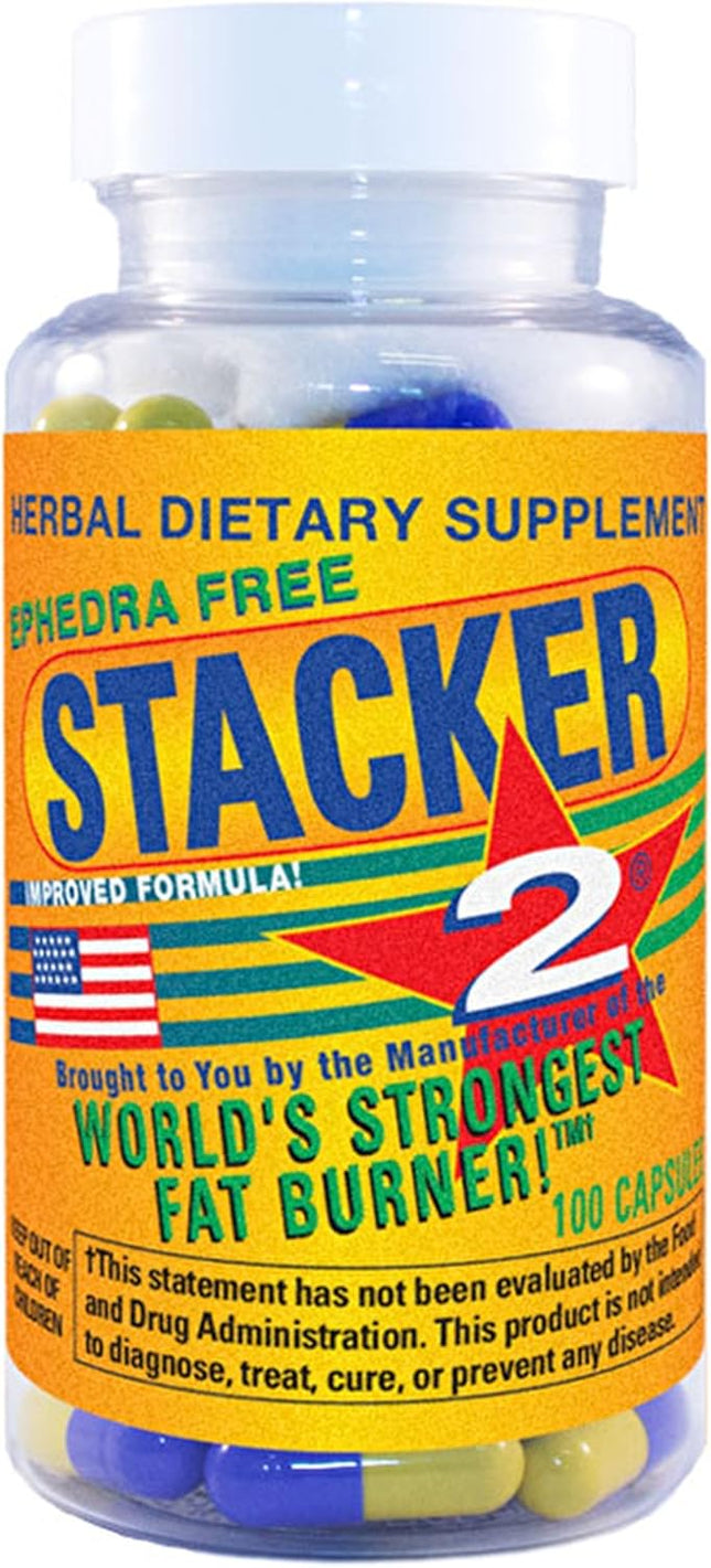 Stacker 2 Fat Burner Capsules, Ephedra Free, 100-Count Bottle