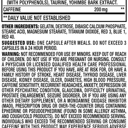 Supplement label with detailed nutritional information and ingredients.