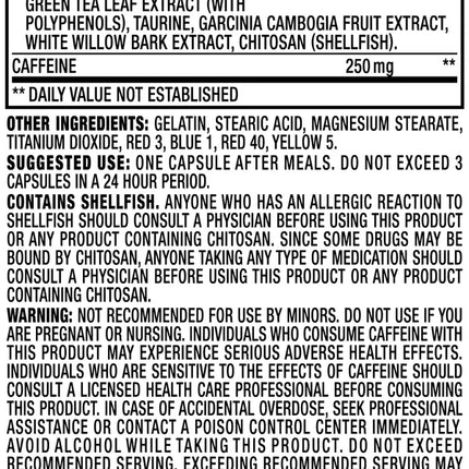 Supplement label with detailed ingredient list and usage instructions.